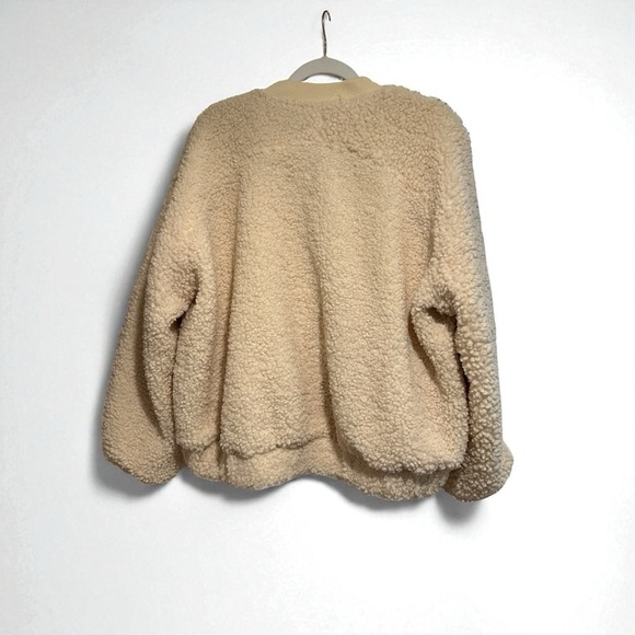 LUSH Women's Faux Shearling Bomber Jacket Cream Small - Picture 2 of 10